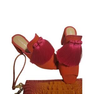 Gianni Bini | The Bold Move Mule– Red Satin Slides w Statement Tassels- Sz 8.5